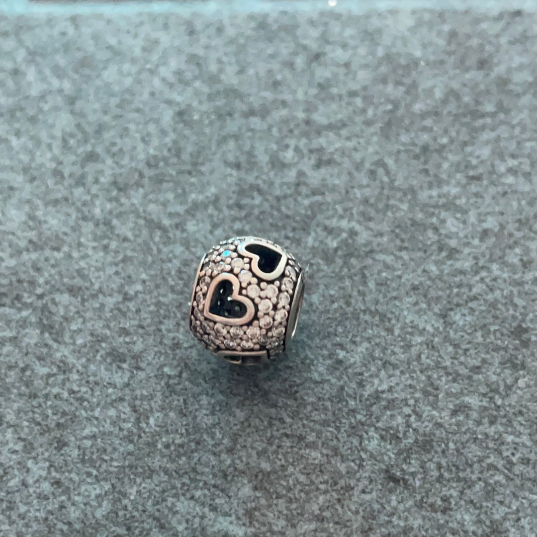 Genuine Pandora Silver Open Work Heart Pave Ball