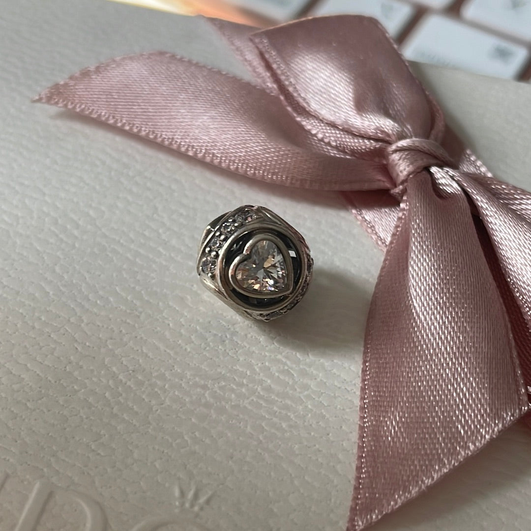 Genuine Pandora Clear Pave Charm With CZ Hearts Charm