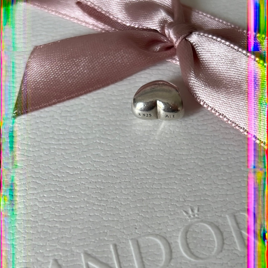 Genuine Pandora Puffed Heart Charm Inscribed 'Be my valentine'