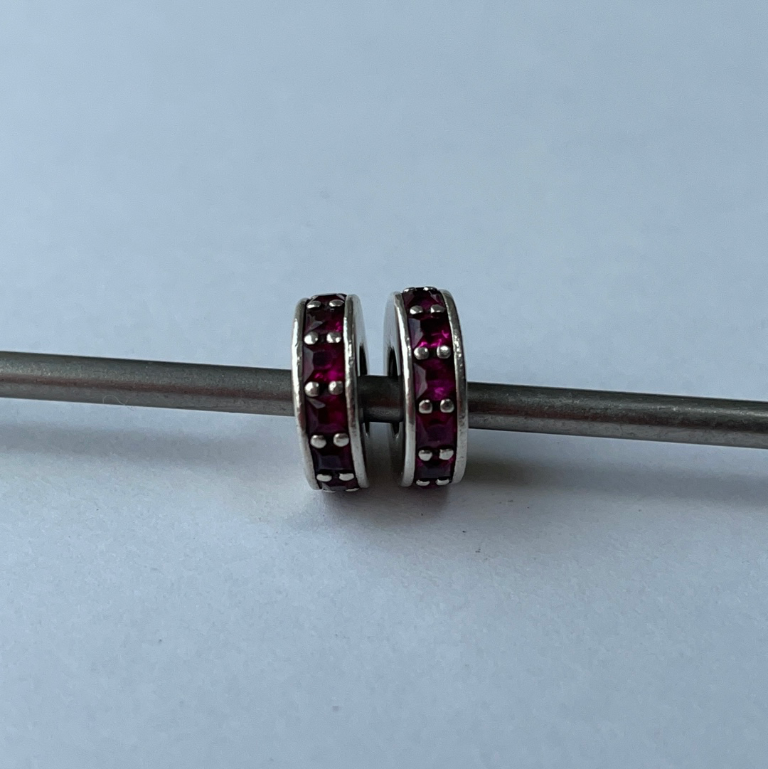 Genuine Pandora Deep Cerise Pink CZ Spacer x2