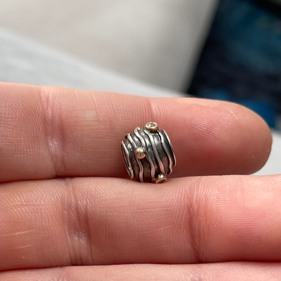 Genuine Pandora Two Tone Diamond Ripple Twinkle HTF  Charm