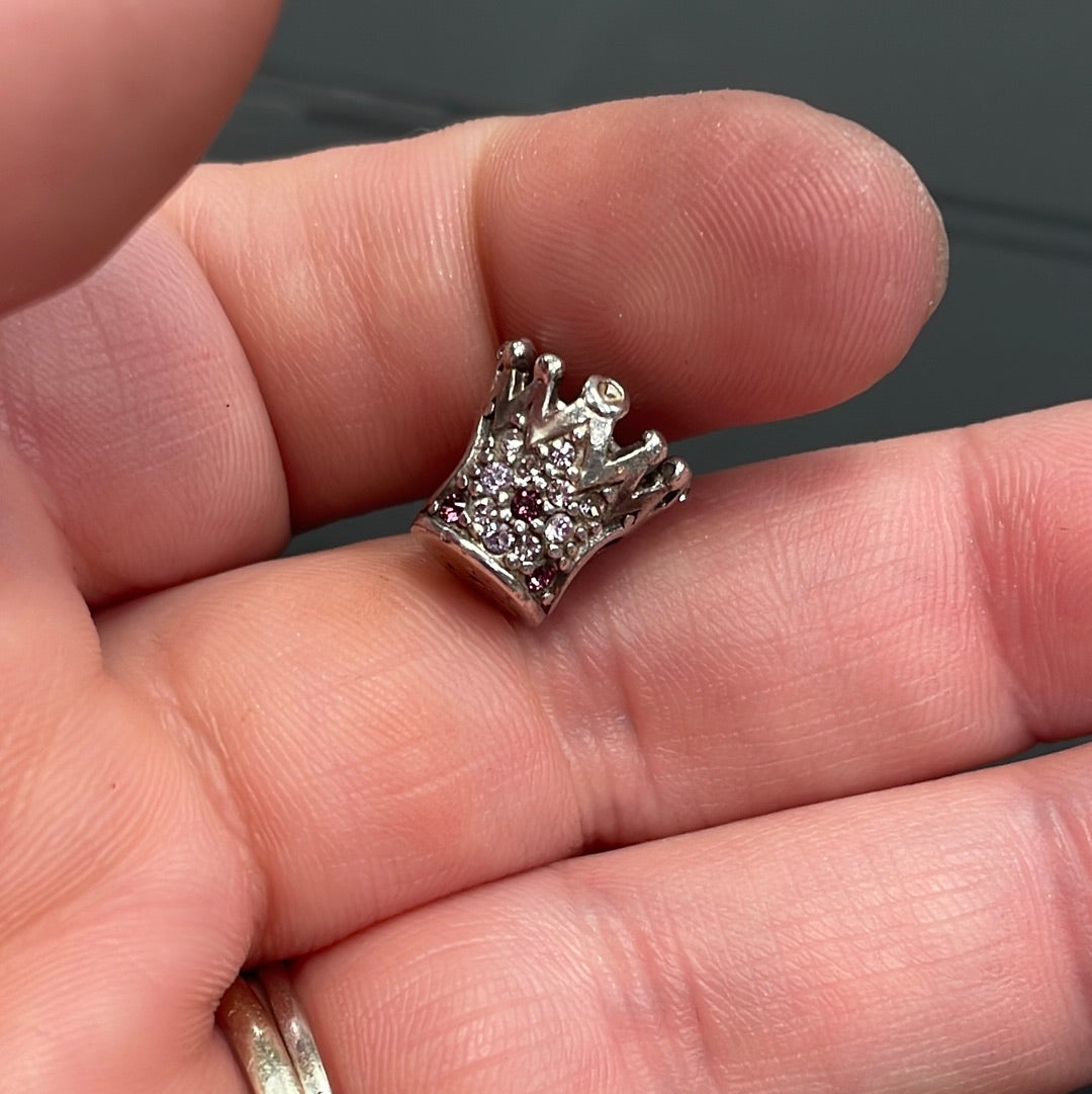Genuine Camelia Pave Crown Queen Princess Birthday Charm