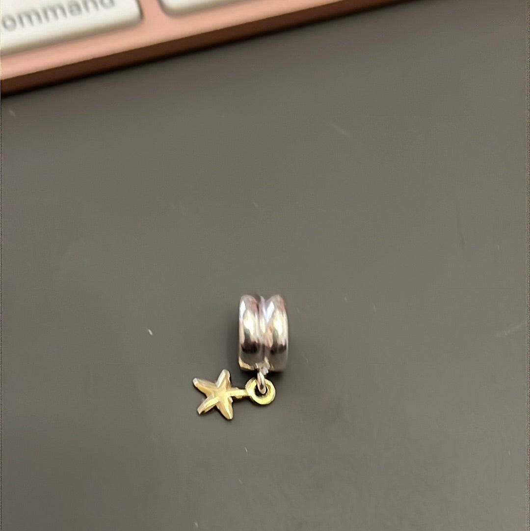 Sterling Silver Two Tone Dangle Star Charm