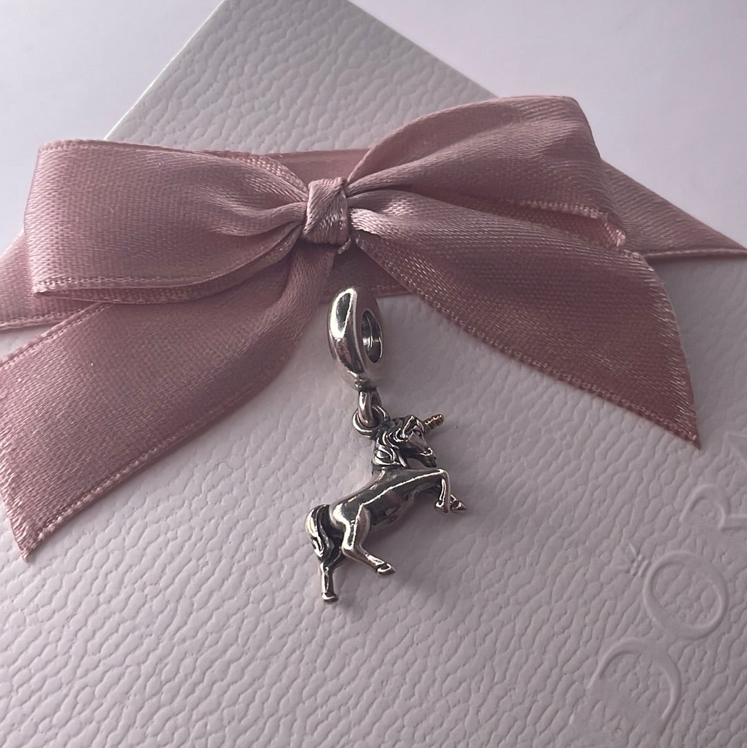 Genuine Pandora Two Tone Unicorn Horse Gold Horn Charm