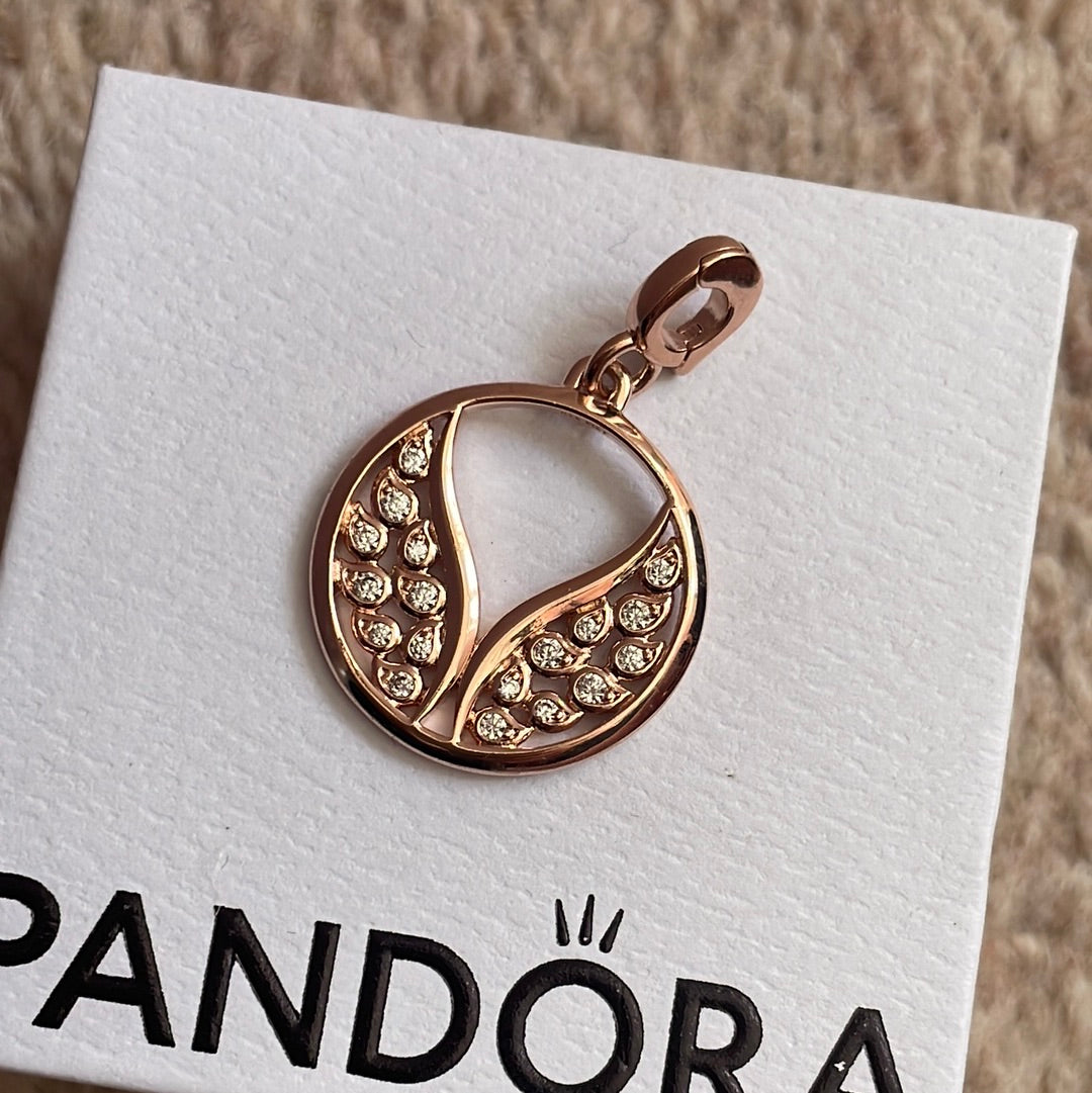 Genuine Pandora Me Rose Gold CZ Burning Wings Medallion Essence Charm