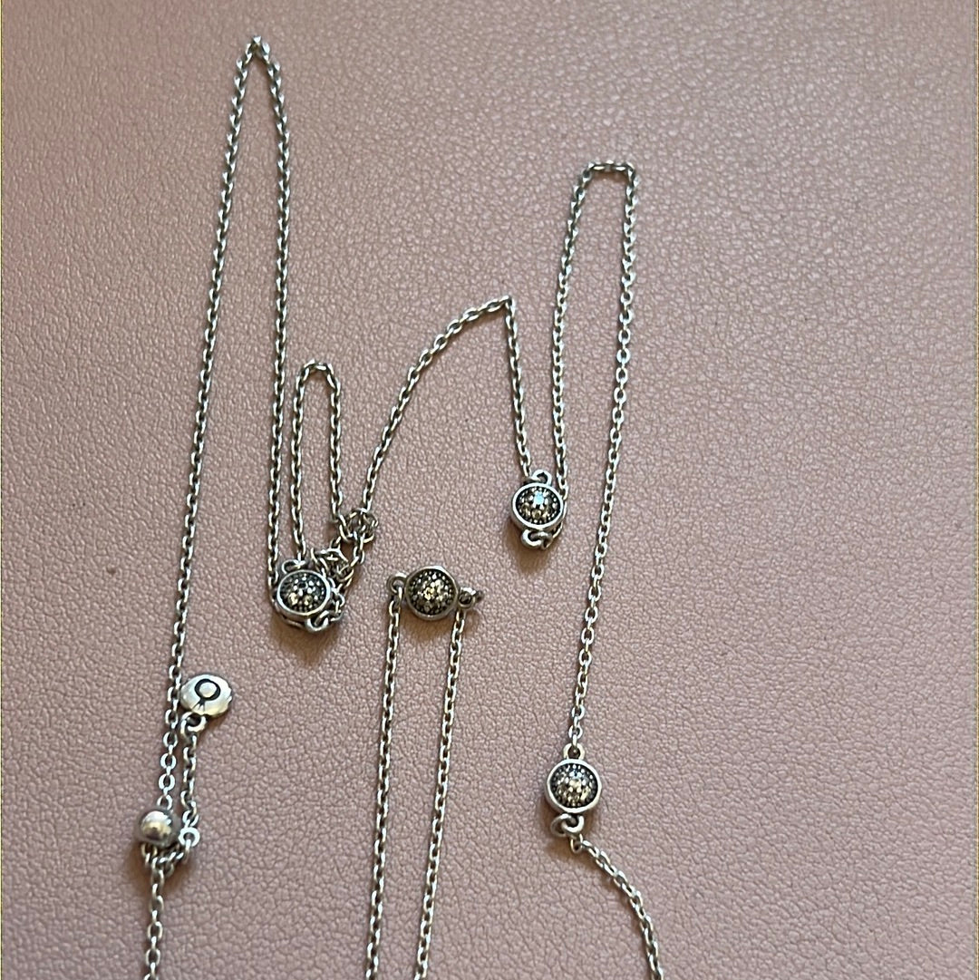 Genuine Pandora Dazzling Dainty Pave Circle Necklace 90cm