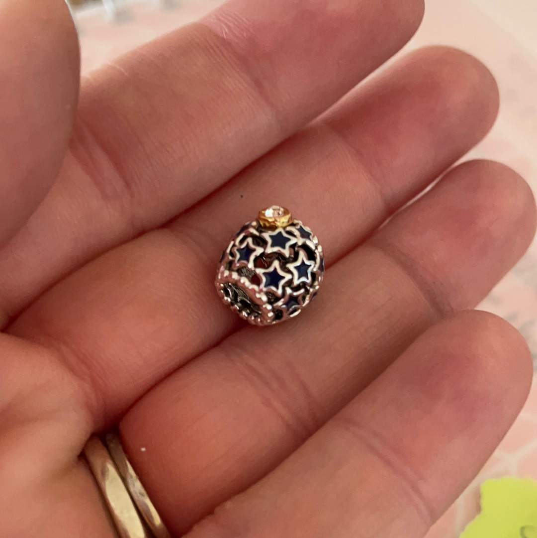 Genuine Pandora Illuminating Stars Sky Two Tone Gold Star Charm Openwork