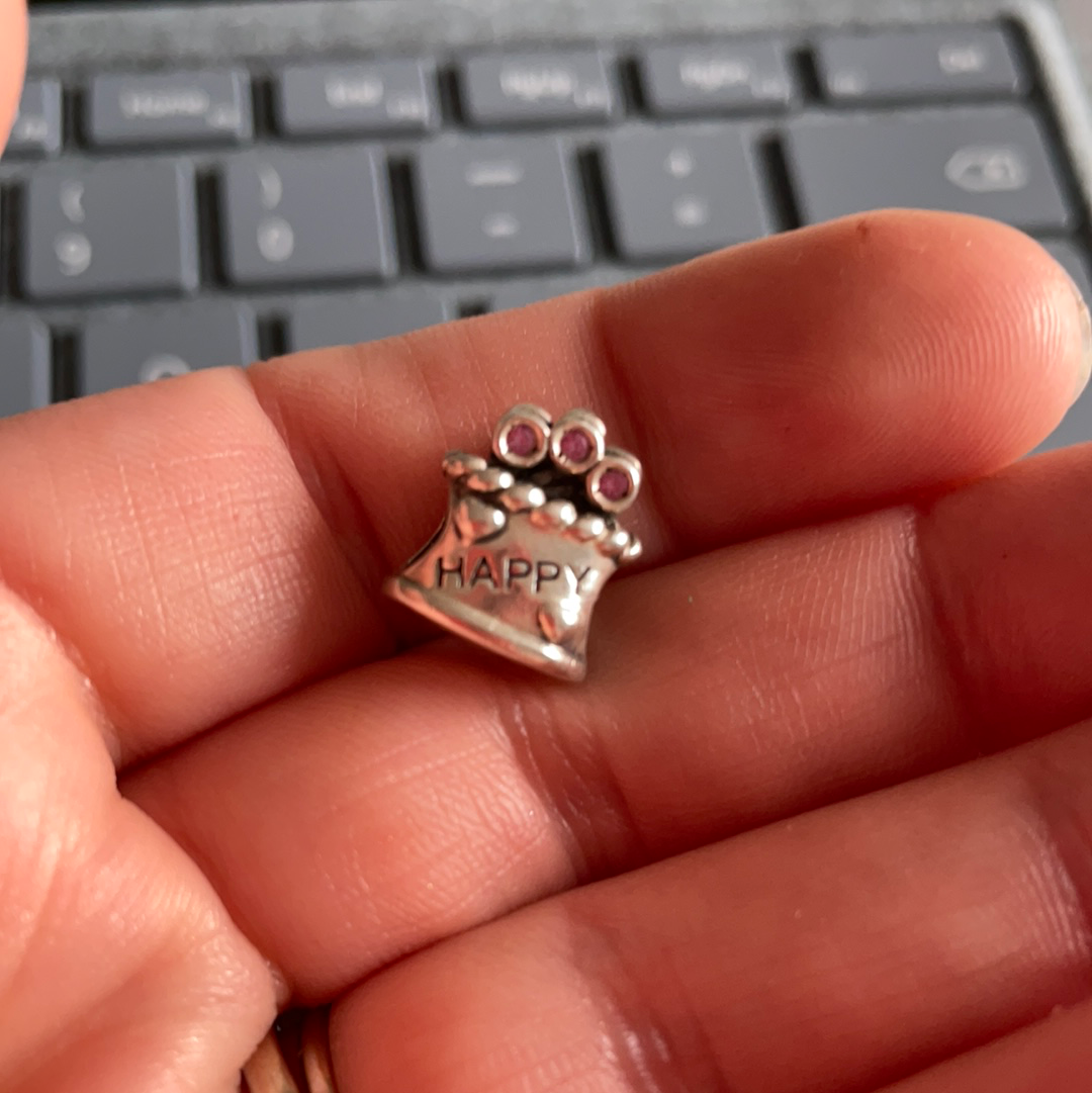 Genuine Chamilia Happy Birthday Cake Present Charm with Pink Stones