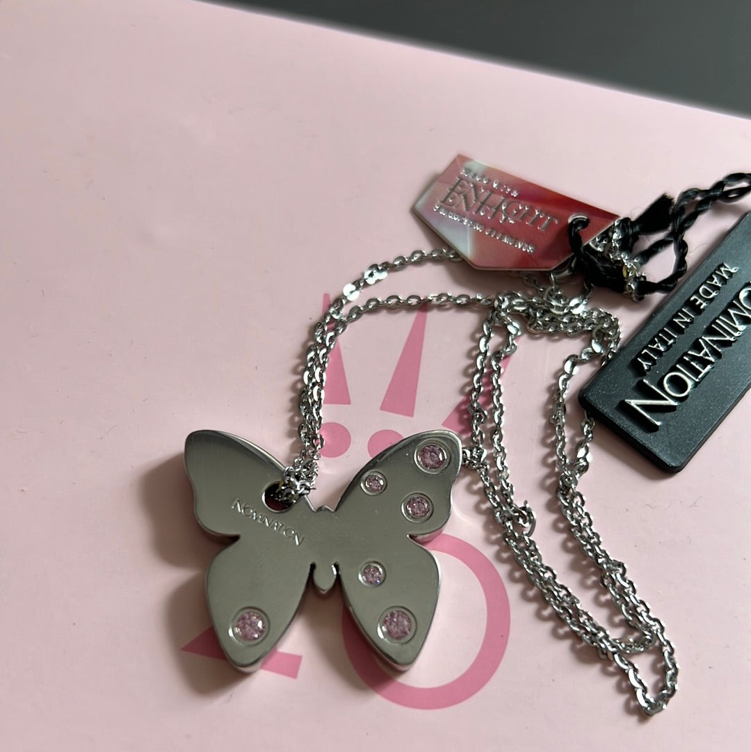 Genuine Nominations Brand New Large CZ Butterfly Necklace 44cm