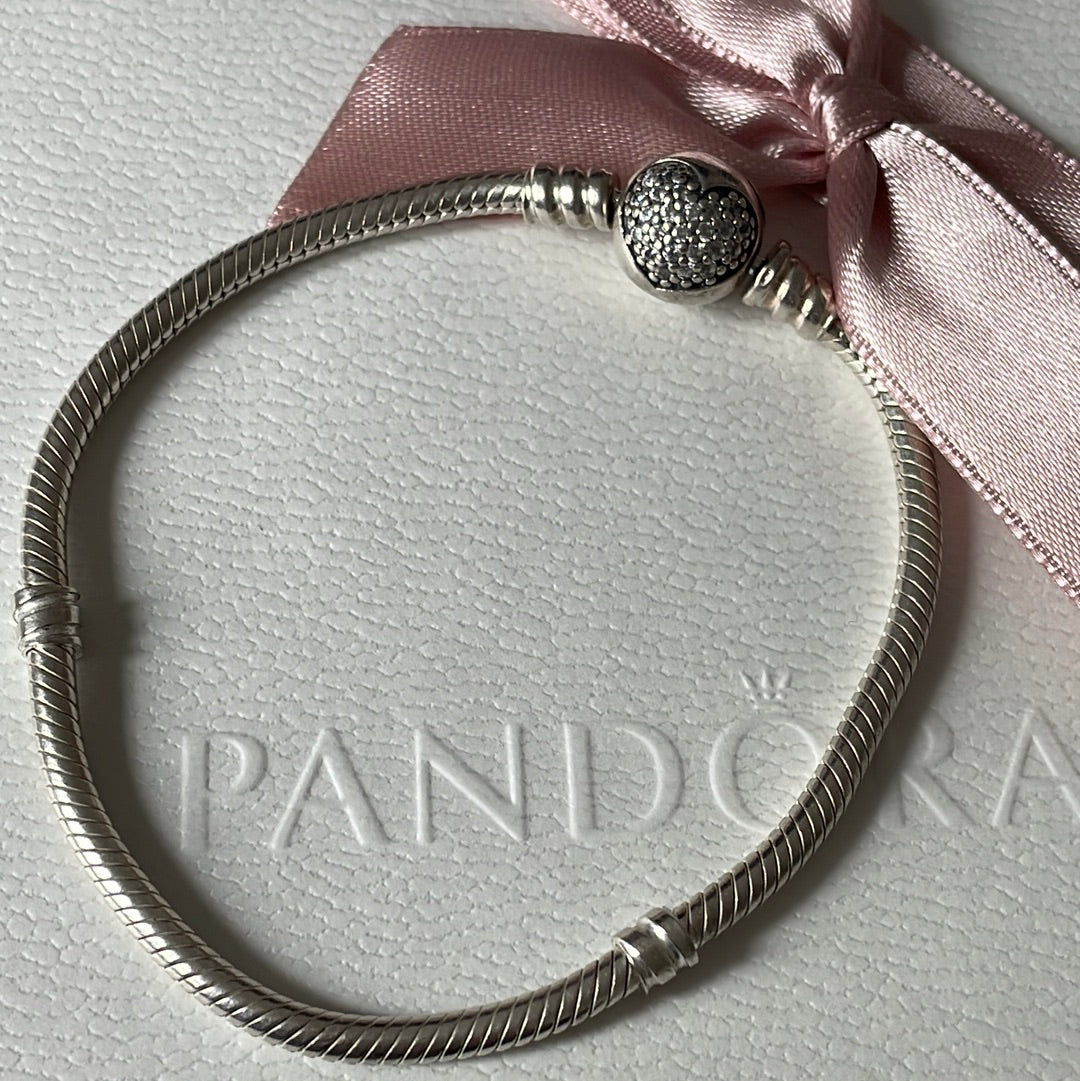 Genuine Pandora Pave Heart Clasp Bracelet..