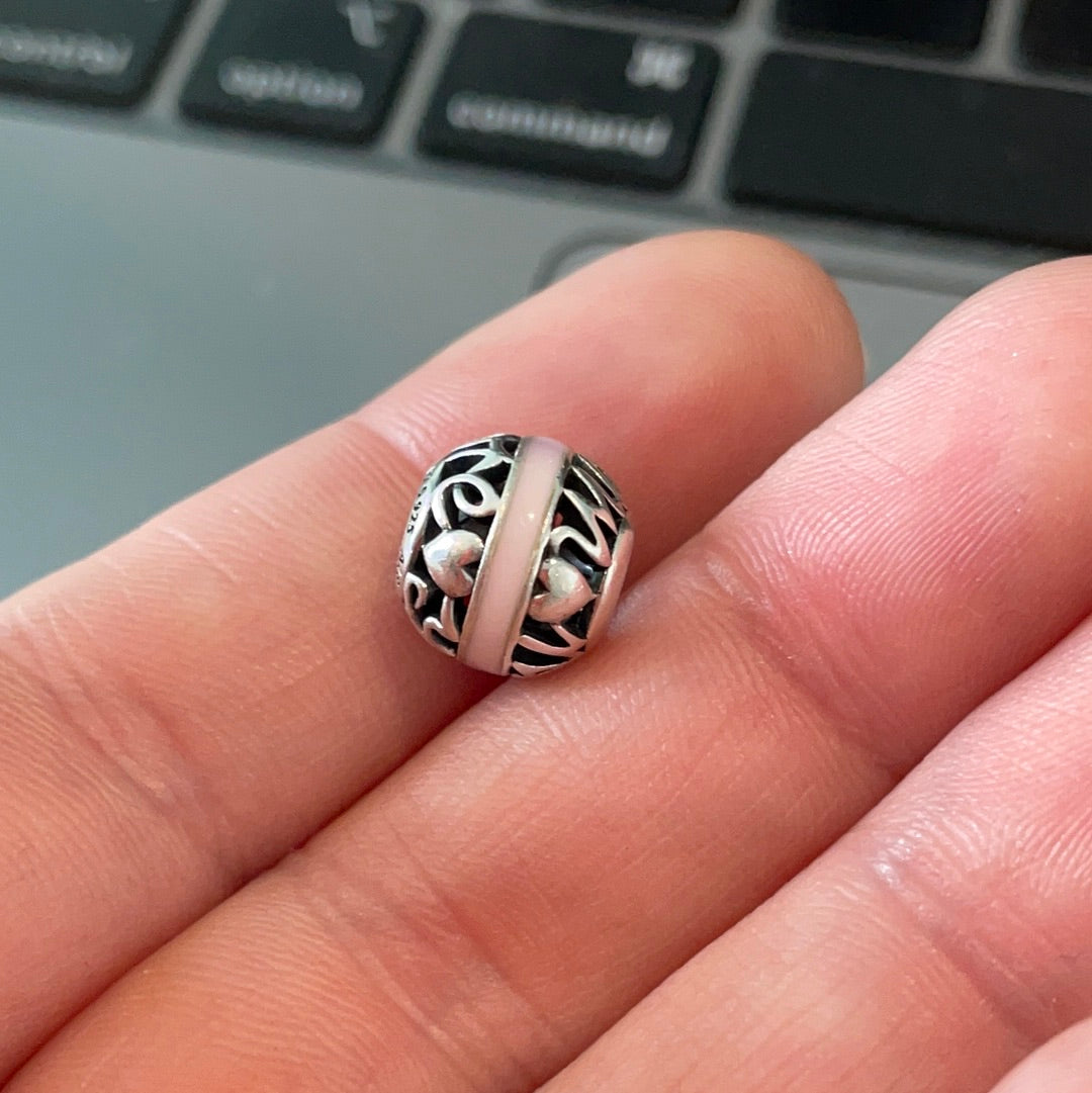 Genuine Pandora I Love You Most Purple Enamel Openwork Charm