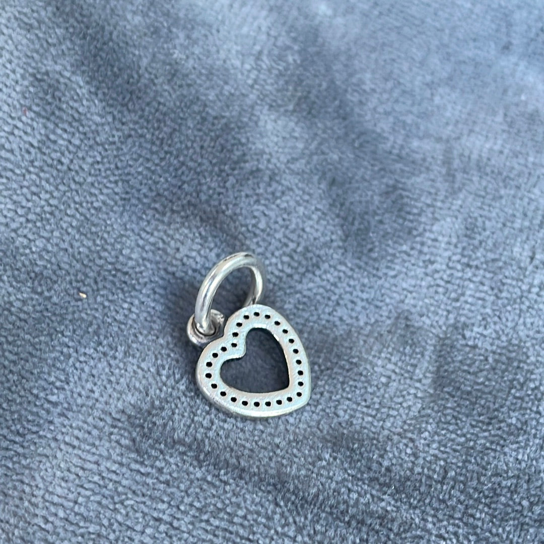 Genuine Pandora Pave Heart CZ Stone Heart Dangle Charm