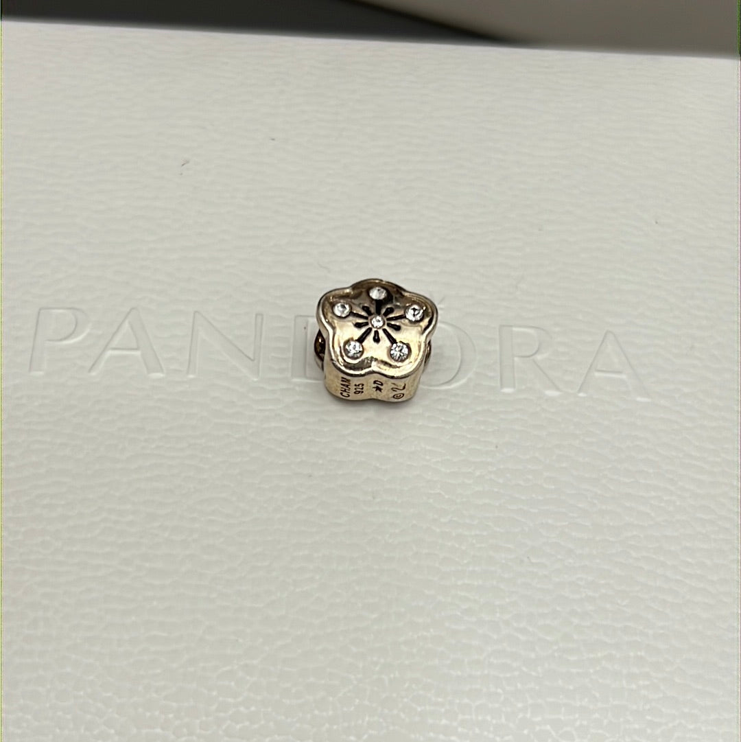 Genuine Chamilia Pave Clear Flower Charm