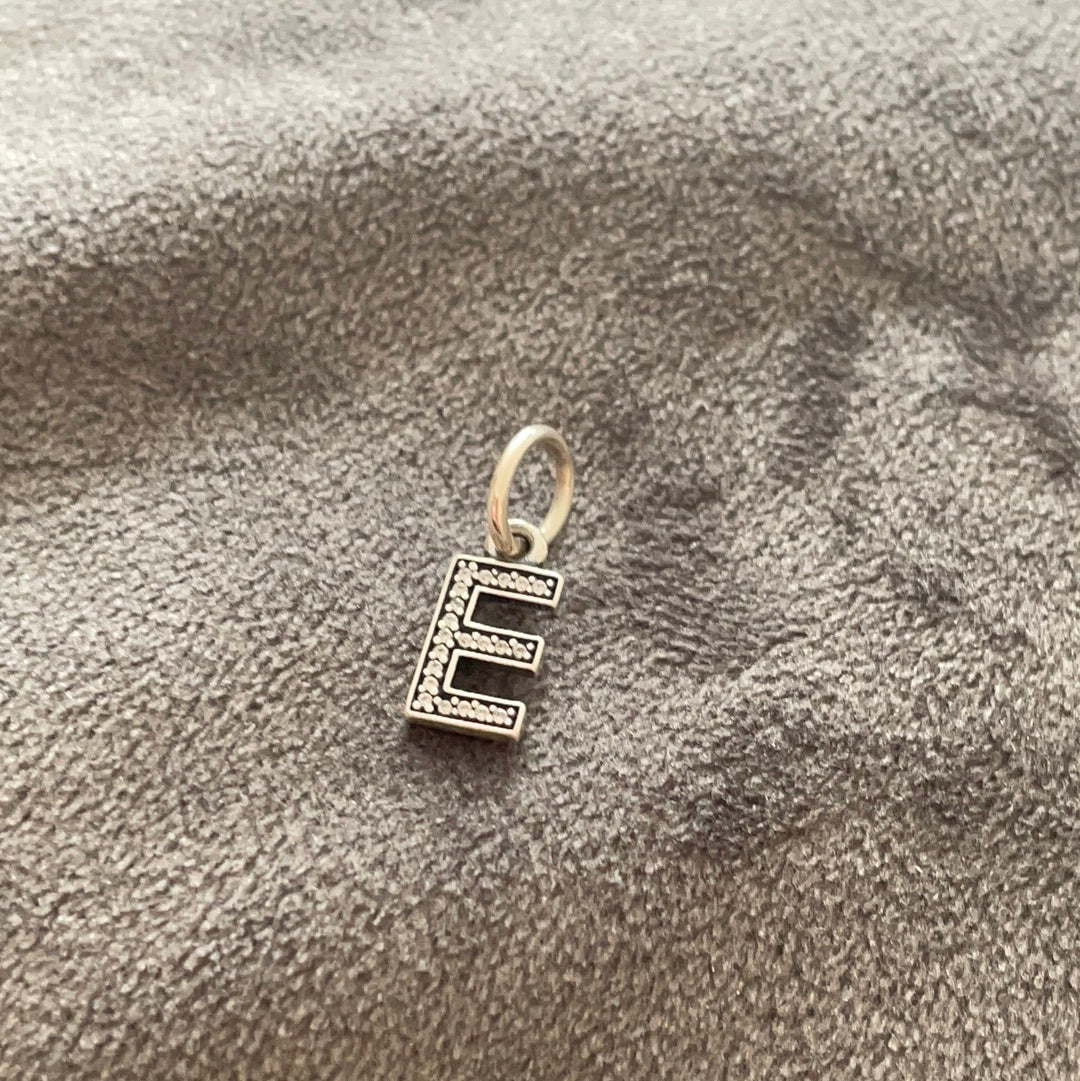 Genuine Pandora Letter E Initial Charm Pave Dangle