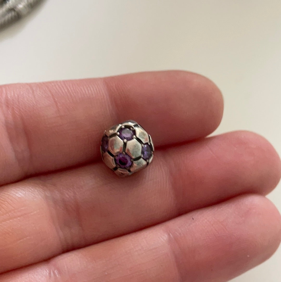 Genuine Pandora Purple Cz Football Charm