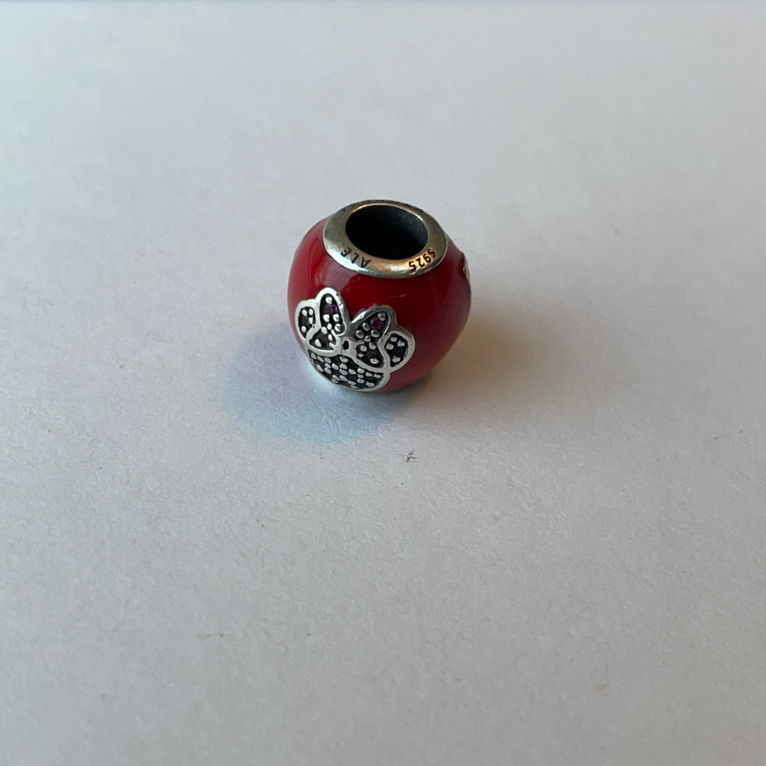 Genuine Pandora Disney Parks Enamel I Love Minnie Mouse Enamel Charm RARE