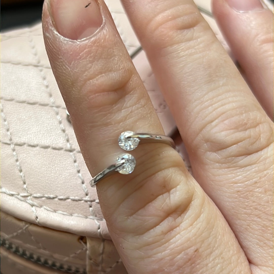 Sterling Silver Pave and CZ Open Ring Size 56 (slightly adjustable)