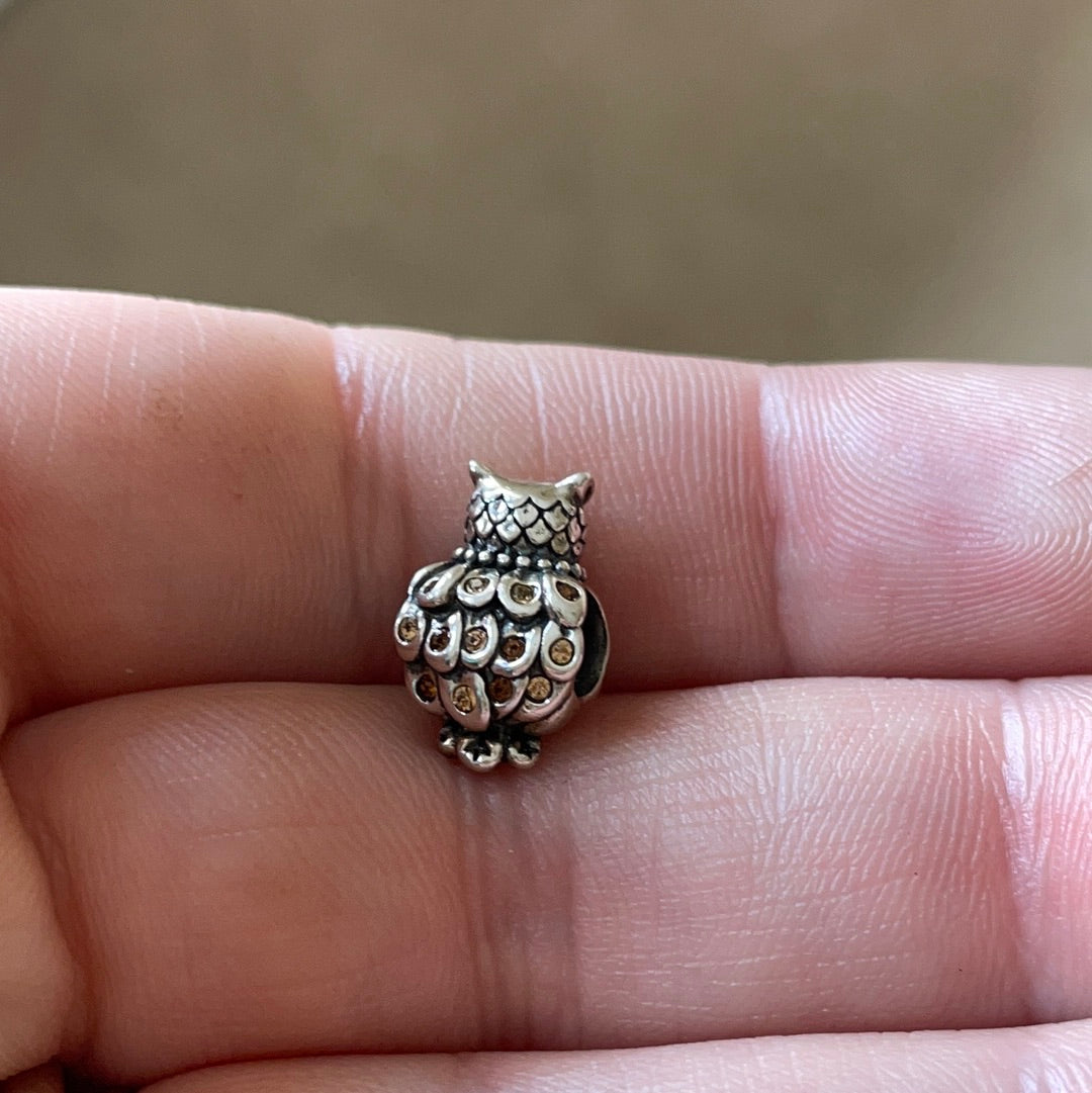 Genuine Chamilia Red Enamel Embellished Owl Animal Charm