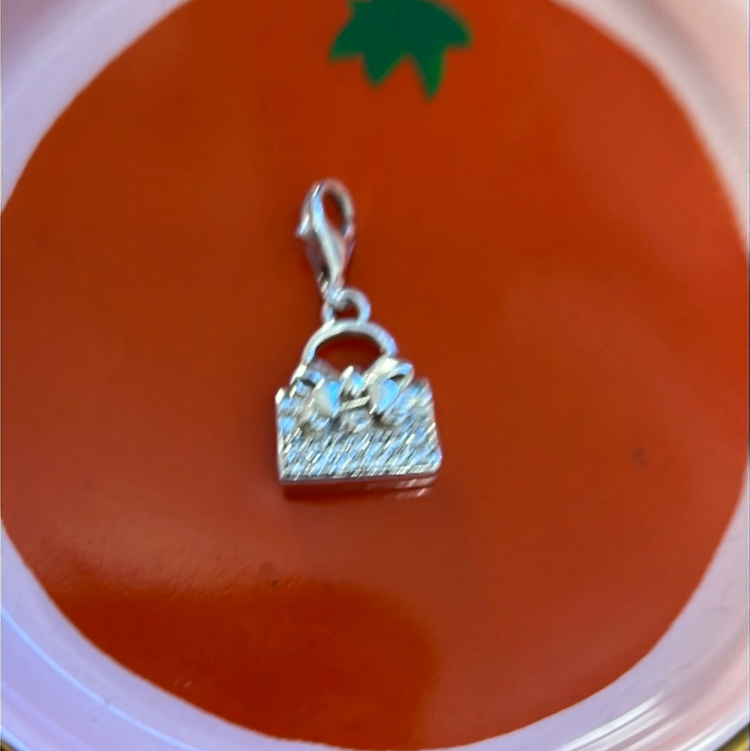 Genuine Thomas Sabo Sterling Silver Dangle Pave Handbag Charm