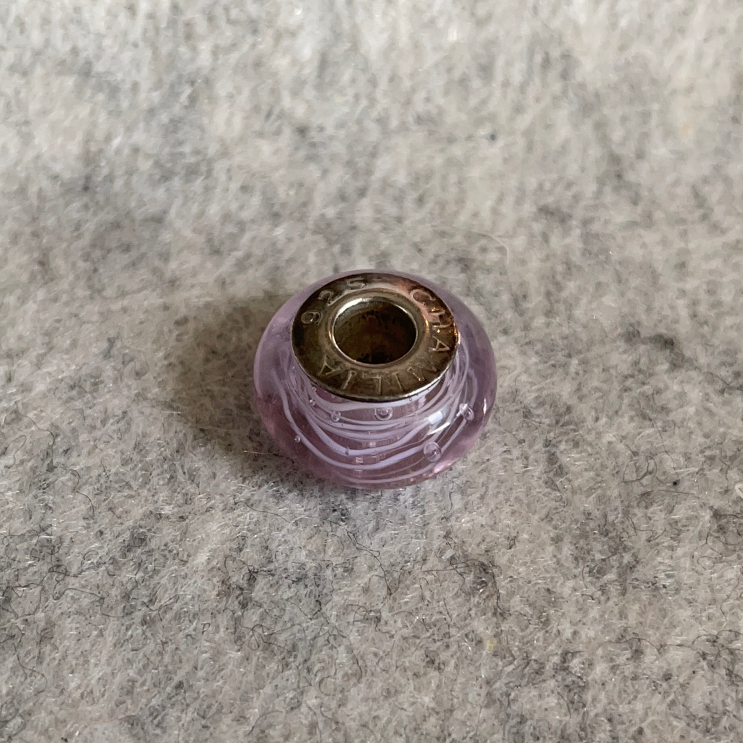 Genuine Chamilia Pink Line and Bubble Murano Charm