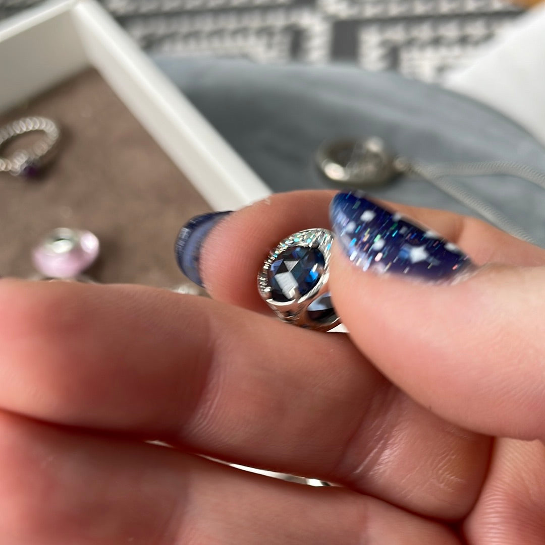Genuine Pandora Moon Pave Moon and Faceted Blue Stars Openwork Celestial Charm