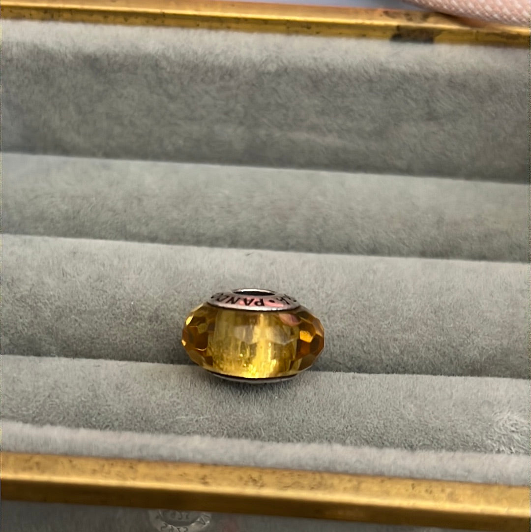 Genuine Pandora Yellowy Orange Gold Faceted Murano