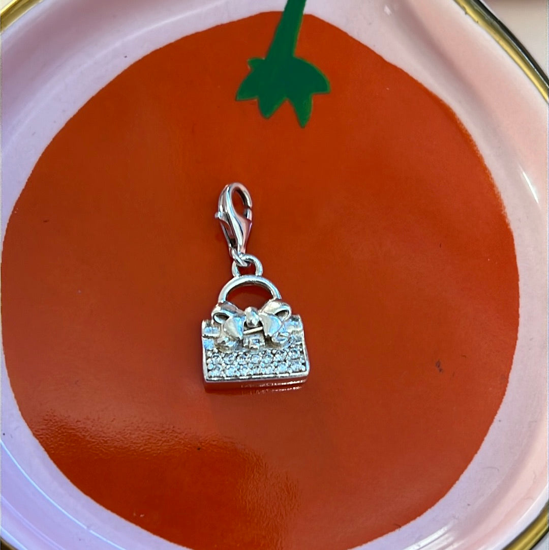 Genuine Thomas Sabo Sterling Silver Dangle Pave Handbag Charm