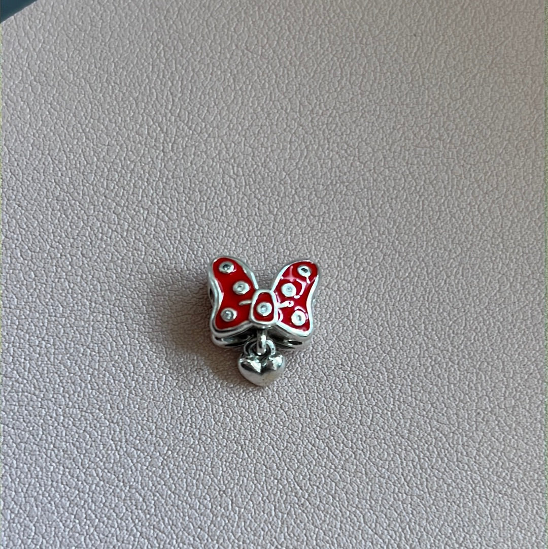 Genuine Pandora Disney Parks Exclusive Minnie Mouse Red Enamel Bow Charm