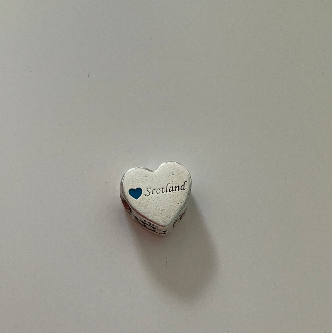 Genuine Pandora Scotland Enamel Heart Travel Charm