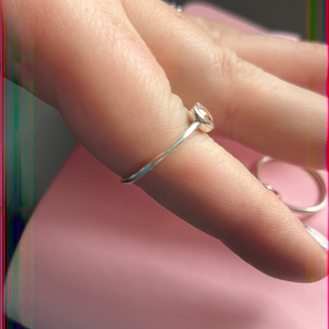 Genuine Pandora 14k Gold Two Tone Domed Heart Ring 50