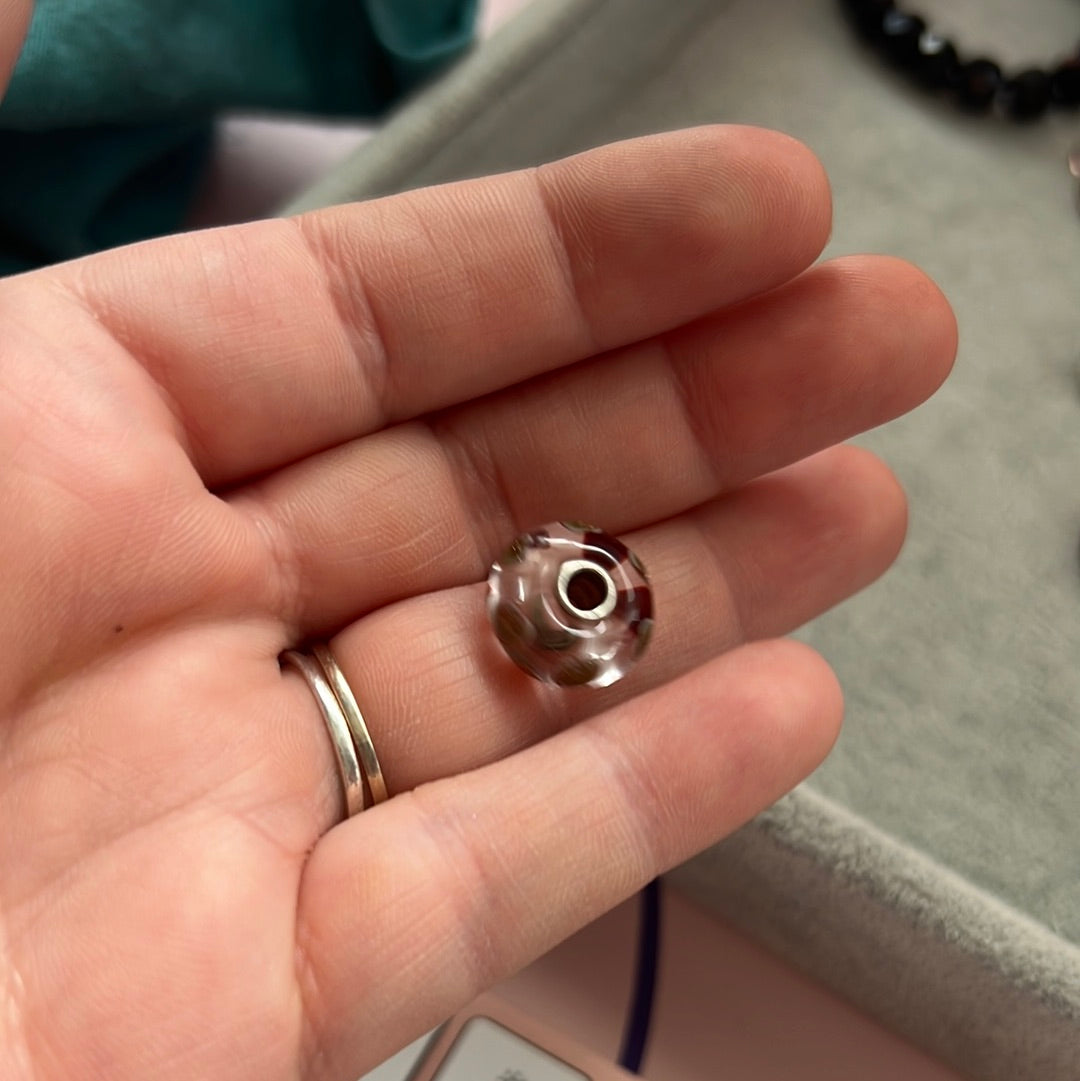 Genuine Trollbeads 2015 Valentines Collection Glitter Heart Murano Charm