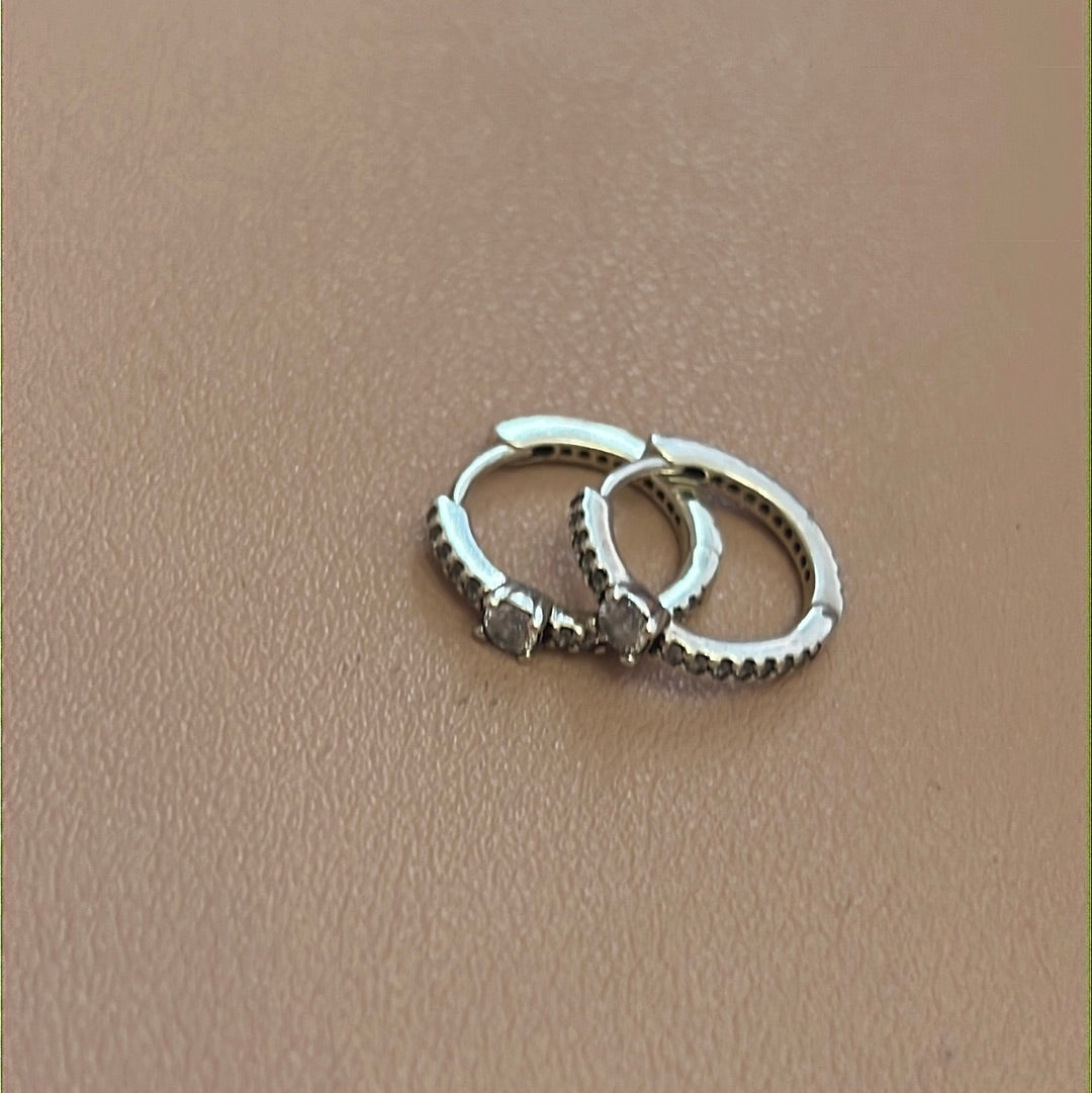 Genuine Pandora Sparkling Bars Pave Earrings Hoops CZ