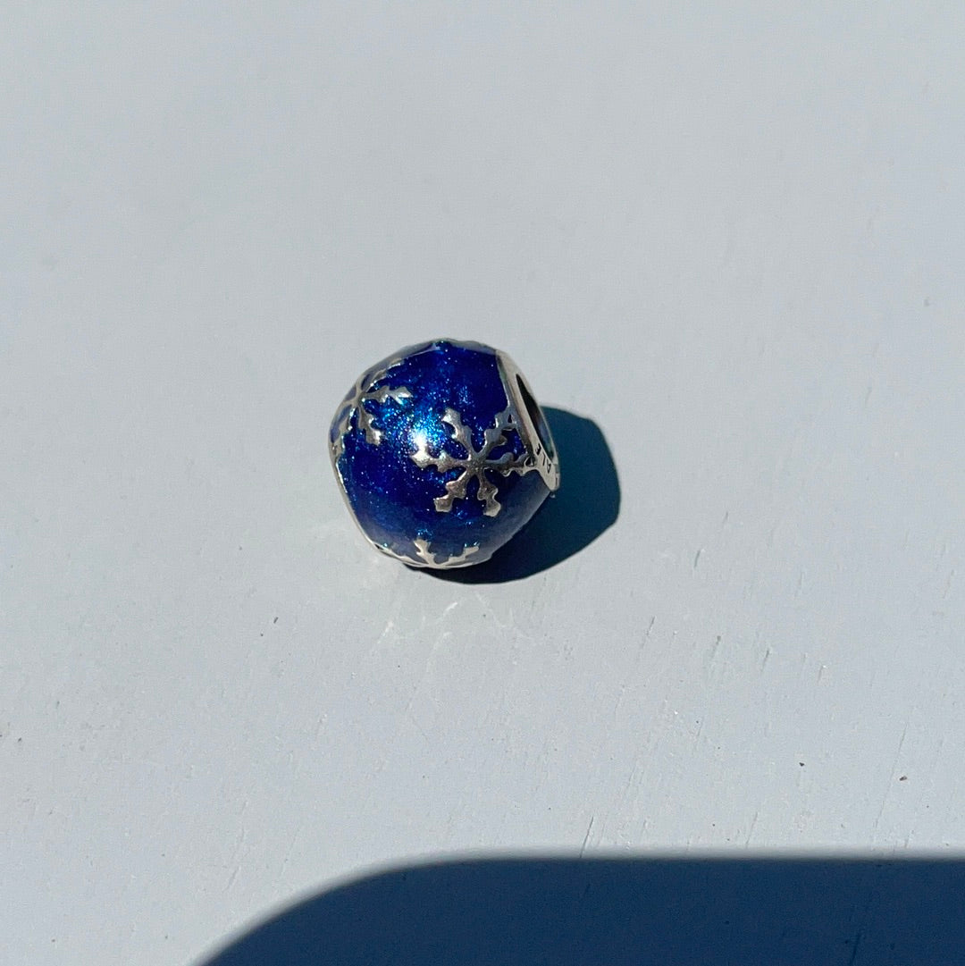 Genuine Pandora Blue Enamel Snowflake Charm