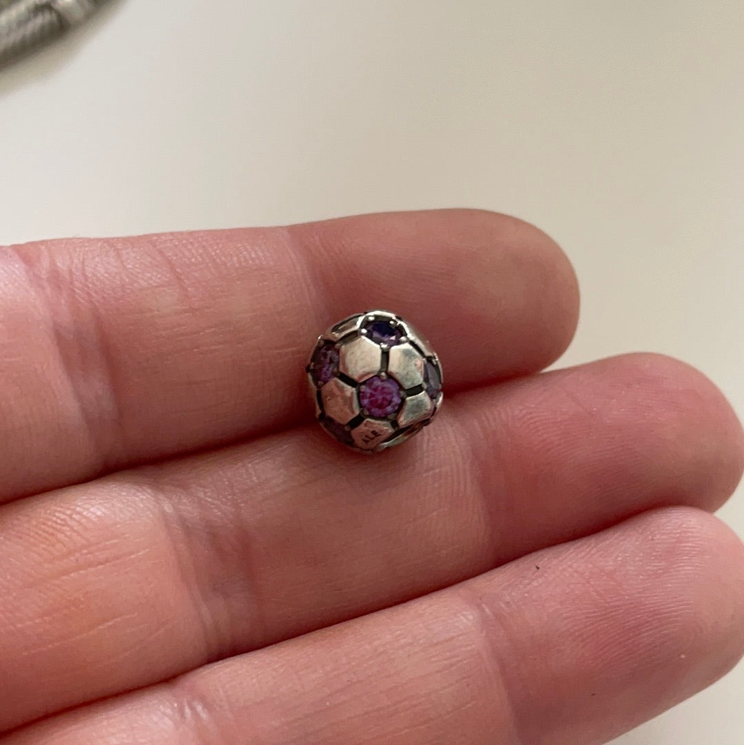 Genuine Pandora Purple Cz Football Charm