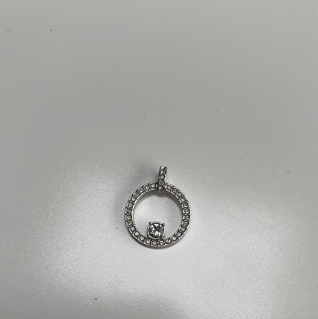 Sterling Silver Pave Circle Pendant Charm