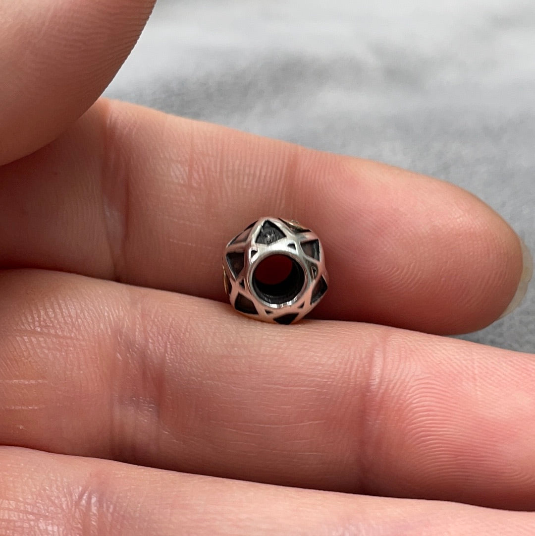 Genuine Pandora Two Tone Diamond Harlequin Charm Retired RARE HTF