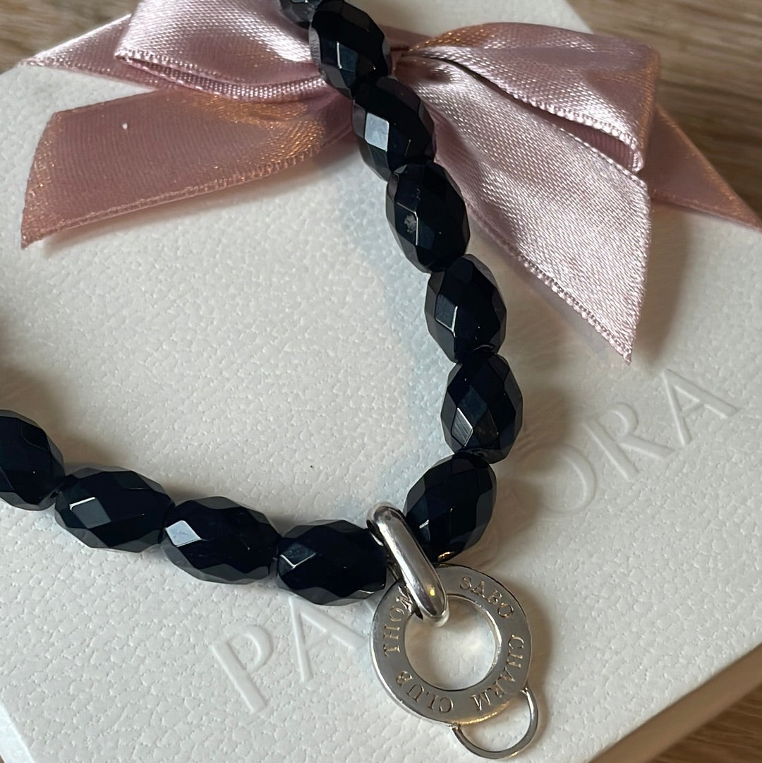 Genuine Thomas Sabo Sterling Silver Charm Clasp Black Onyx Necklace