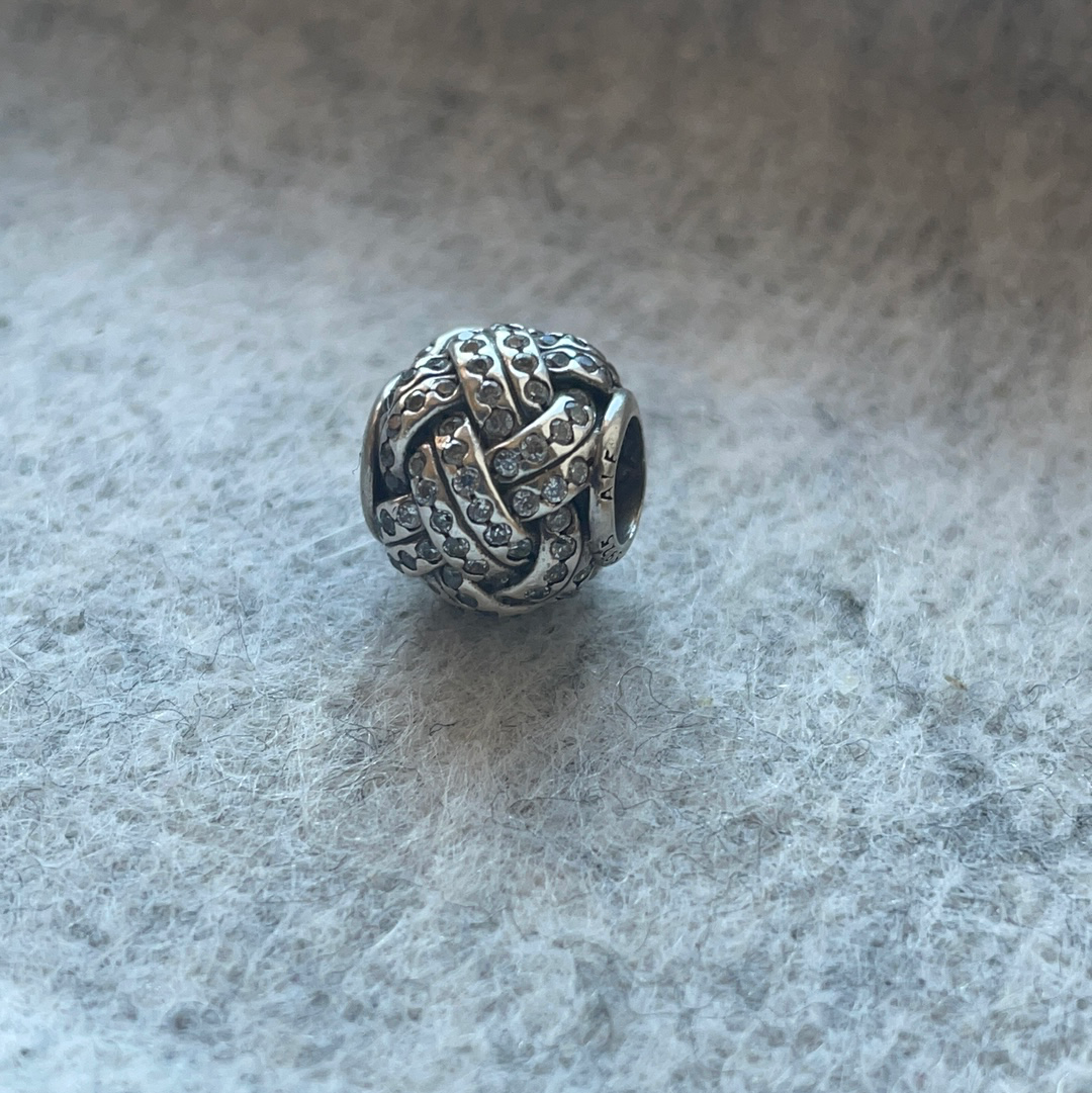 Genuine Pandora Pave Sparkling Basket Weave Knot Charm