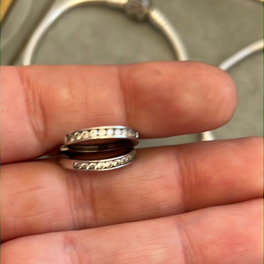 Sterling Silver Pave Hoop Earrings