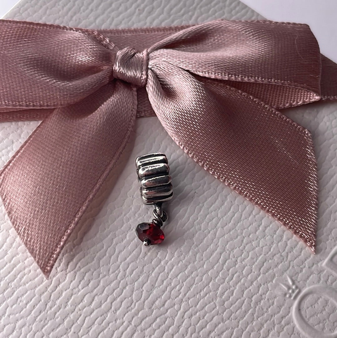 Genuine Pandora Small Red Garnet Bead Drop Charm