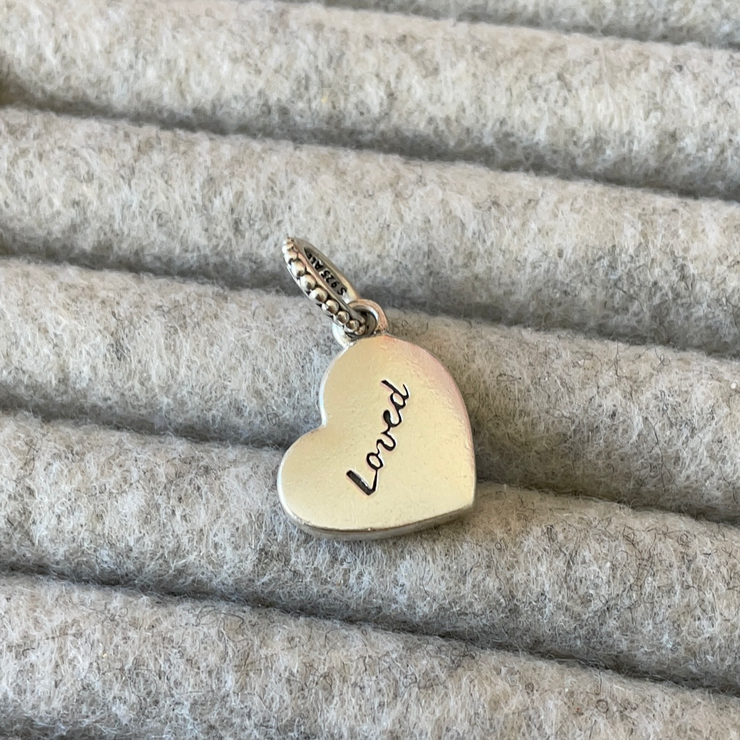 Genuine Pandora Red / Pink Heart Logo Loved Enamel Dangle