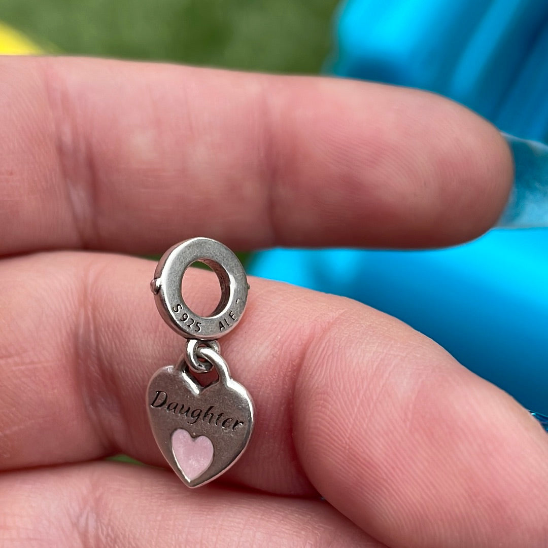 Genuine Pandora Daughter Enamel Charm ONE Half of a Heart