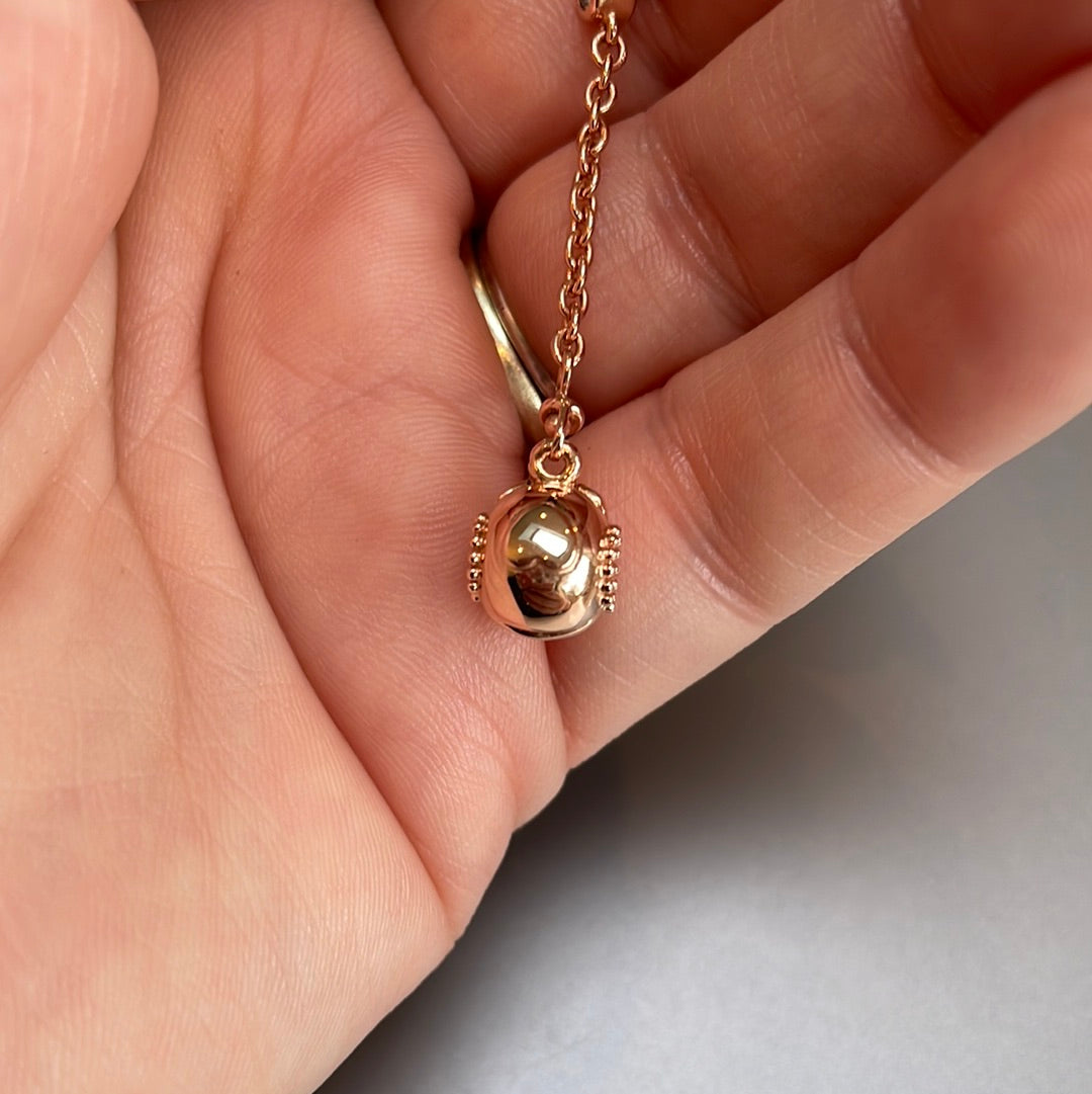 Genuine Pandora Rose Gold Pave Clip Safety Chain Embossed Heart