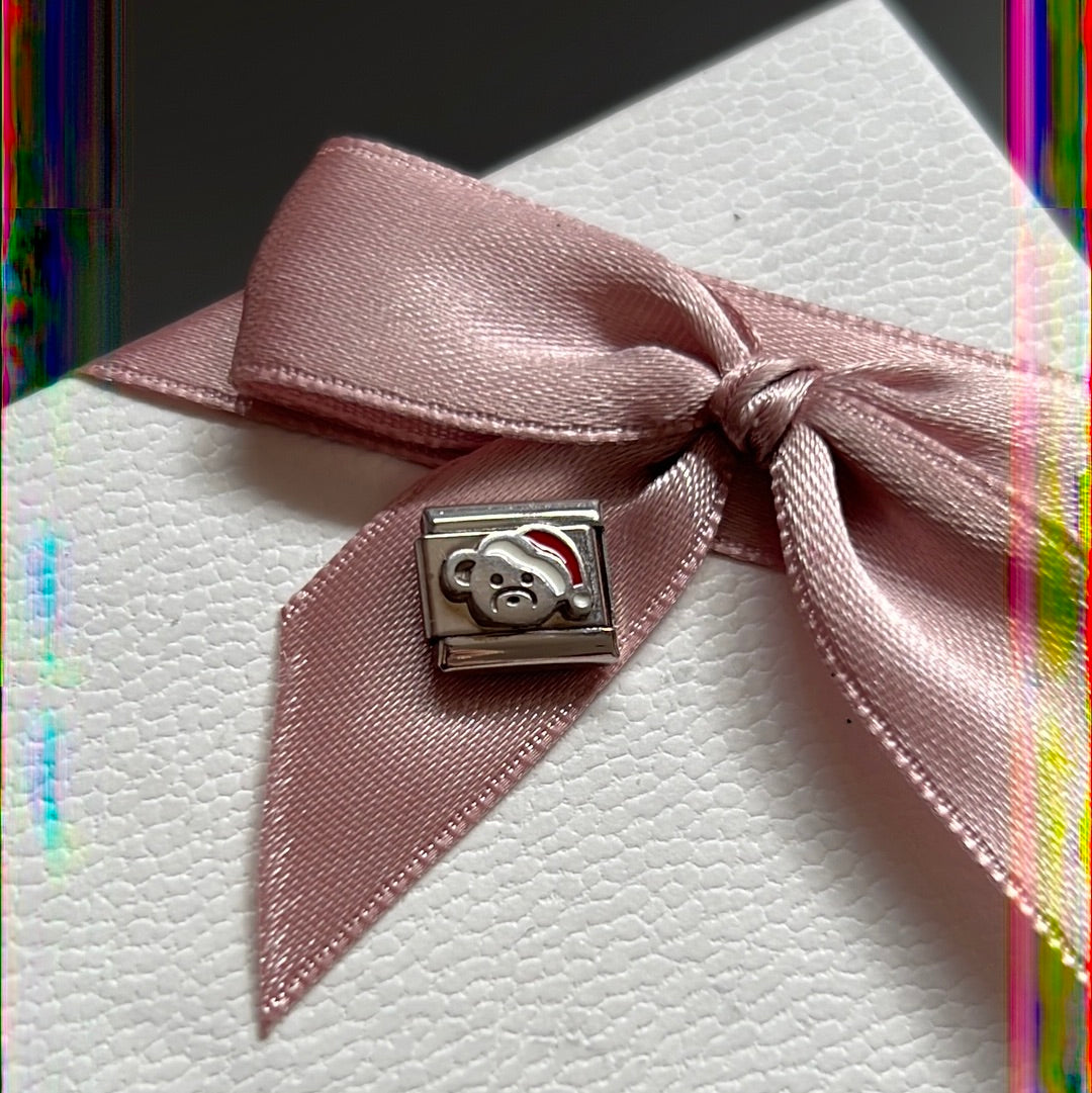 Genuine Nomination Silver Link Charm Christmas Enamel Santa Bear