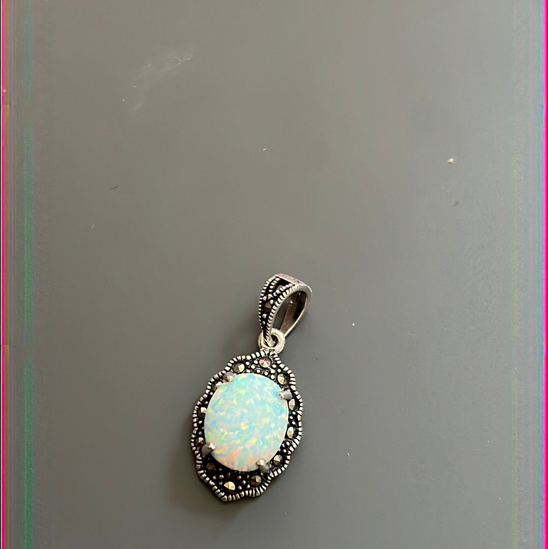 Sterling Silver Beautiful White Opal Pendant