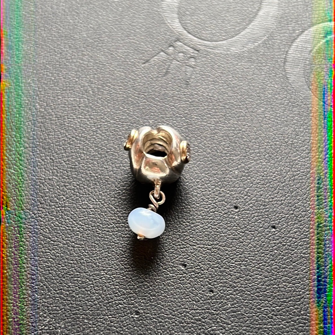 Genuine Pandora Rare and Beautiful Chalcedony Lavender Two Tone Charm