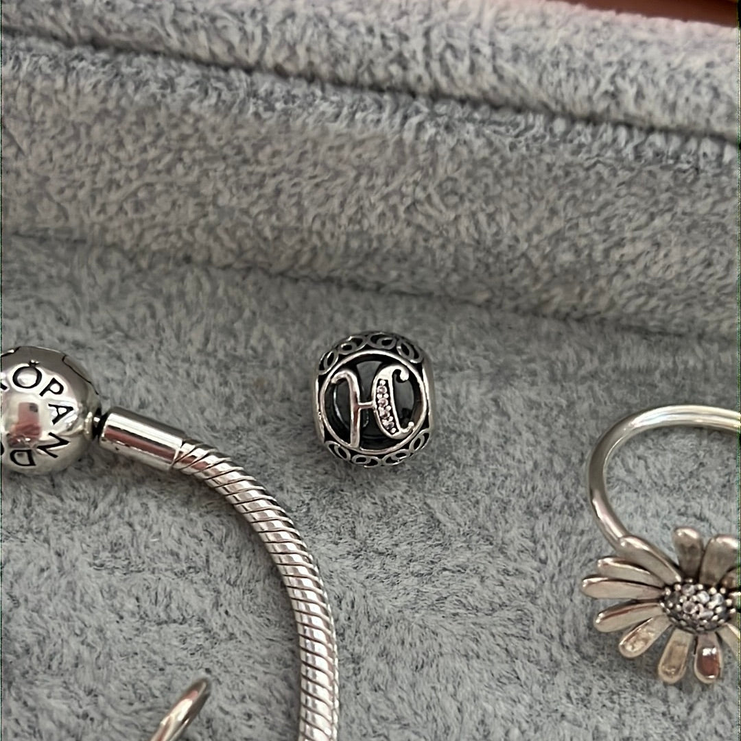 Genuine Pandora Vintage Pave Letter H Charm