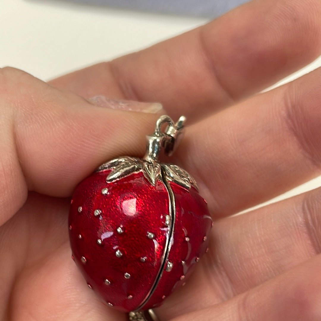 Genuine Thomas Sabo Red Enamel Sweet Strawberry Summer Locket RARE