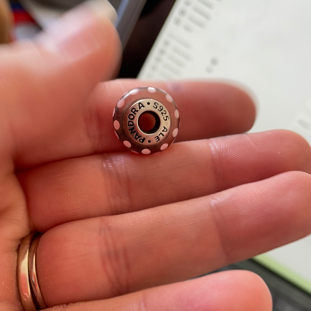 Pandora Disney Minnie Mouse Red Polka Dot Glass Murano Charm