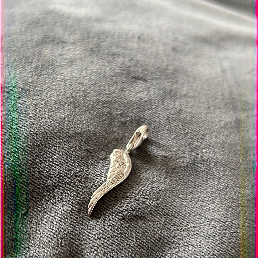 Thomas Sabo Sterling Silver Feather Pave Angel Wing Clip Charm